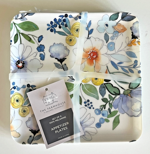 Rachel Ashwell Floral Spring Melamine Plates Set Of 4 Summer Outdoor 6x6