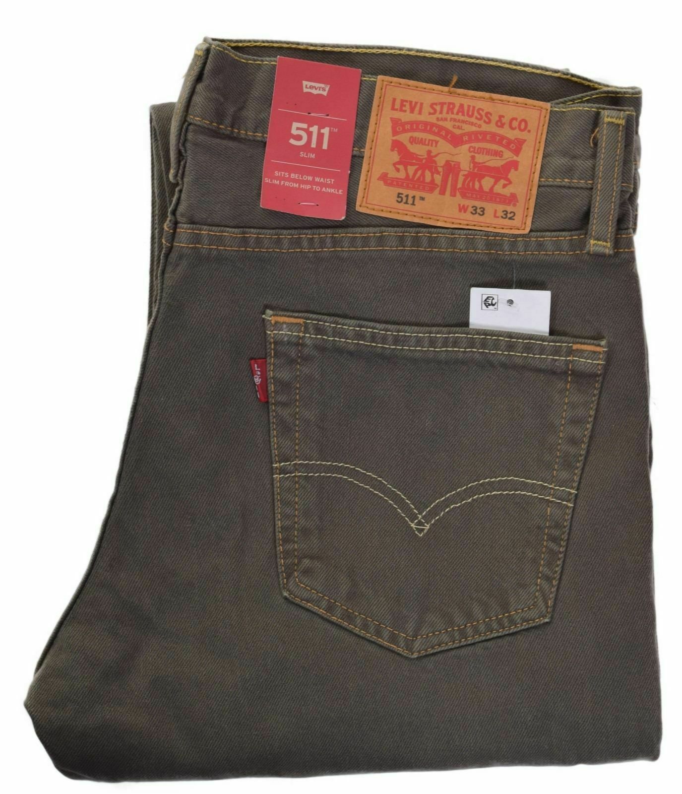 Levis Mens 511 Slim Distressed Olive Green Ripped Denim Jeans | eBay