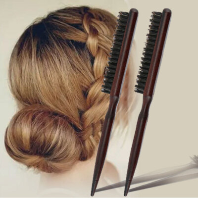 2x Pro Wood Handle Hair Teasing Brush Three Row Natural Boar Bristle Hair Comb 