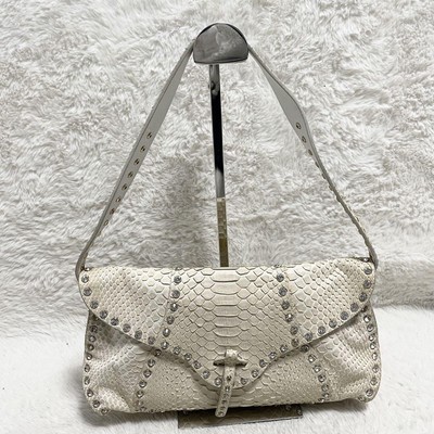 CELINE Accessory Pouch One Shoulder Bejeweled White 10.2 inch