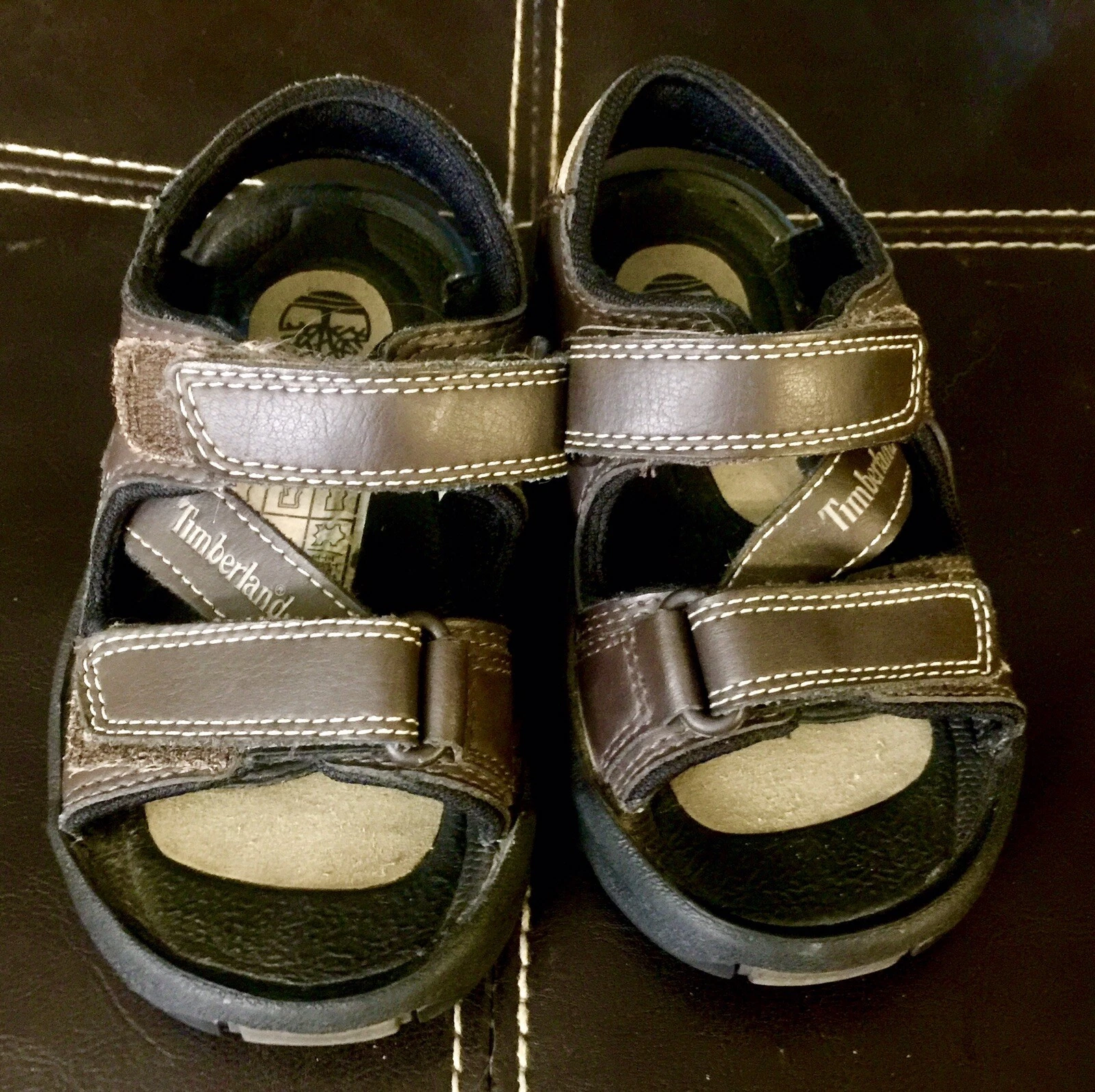 SANDALI RAGAZZO TIMBERLAND PELLE MARRONE TAGLIA BAMBINO 9 USATI IN OTTIME CONDIZIONI!