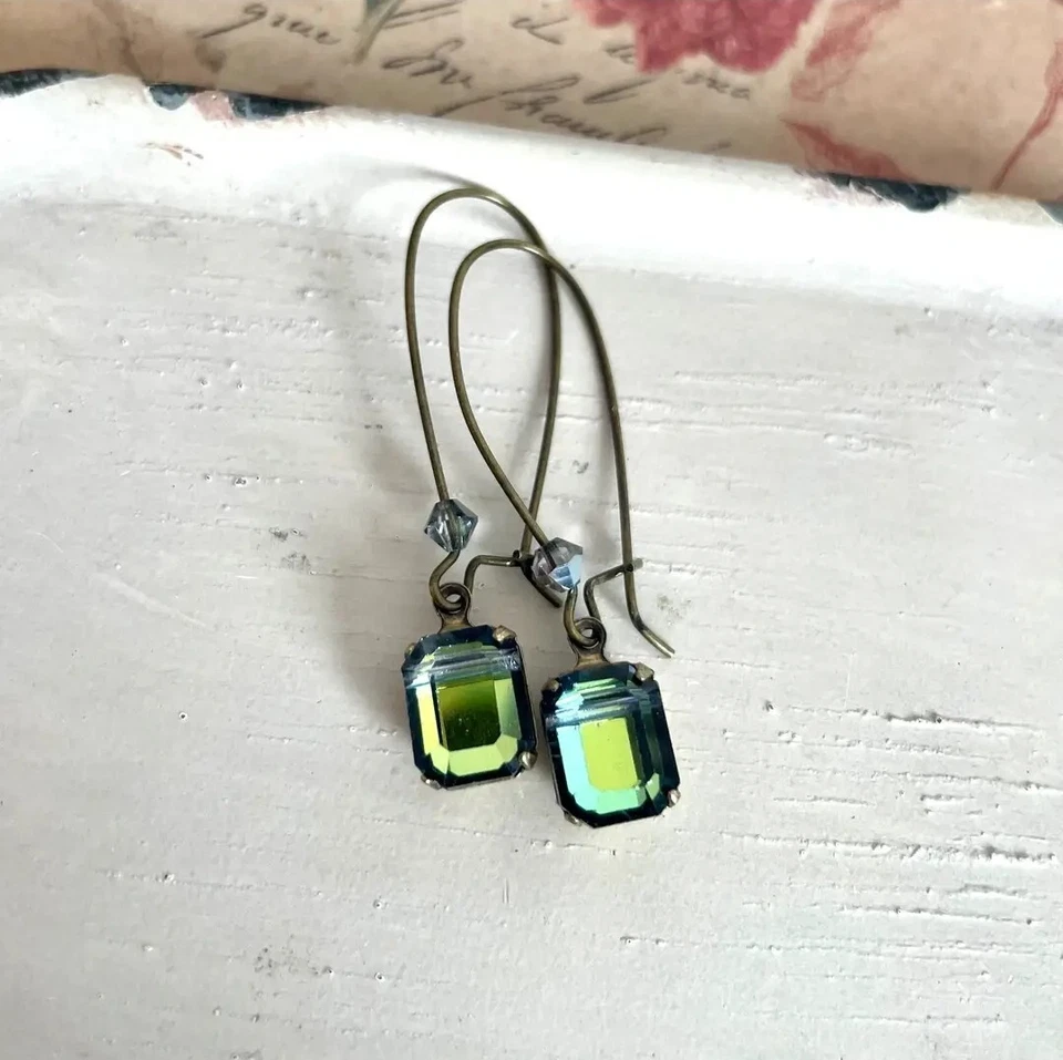 Pendientes de Cristal de Swarovski Sahara De Colección Nuevos⭐⭐⭐Hechos a Mano en CA 2.5" ¡ENVÍO GRATUITO!! Foto 2 de 4