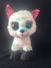 TySilk Beanie Boos Atlas the Chevron FOX Plush Toy Teal Blue Glitter Eyes Ty