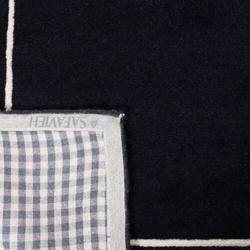 Versatile Black and Ivory Geometric Wool Runner Rug - Ideal for Living & Bedroom - Picture 9 of 9