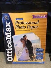 OFFICEMAX PROFESSIONAL PHOTO PAPER - GLOSSY - 25 SHEETS - 8.5 X 11 !