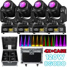 4PCS 120W LED Moving Head Light RGBW Gobo Beam Stage DMX Spot Lighting DJ W/Case