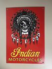 Vintage Indian Motorcycles Porcelain Sign Pump Plate Gas Station Oil