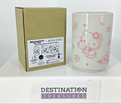 Bokksu X Hello Kitty First Box Ceramic Sakura Yunomi Tea CUP w Tiny Chum NIB