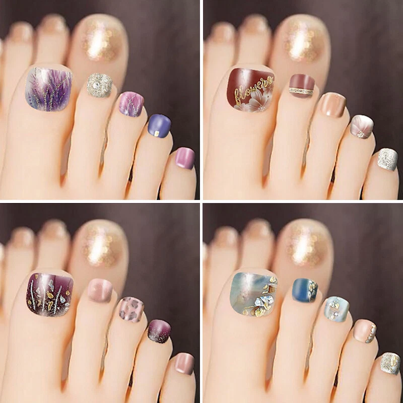 ELFLAND Fuß-Nägel Füße Nail Nagel * Folien Wraps Sticker Aufkleber * Blumen Glitzer QYJ