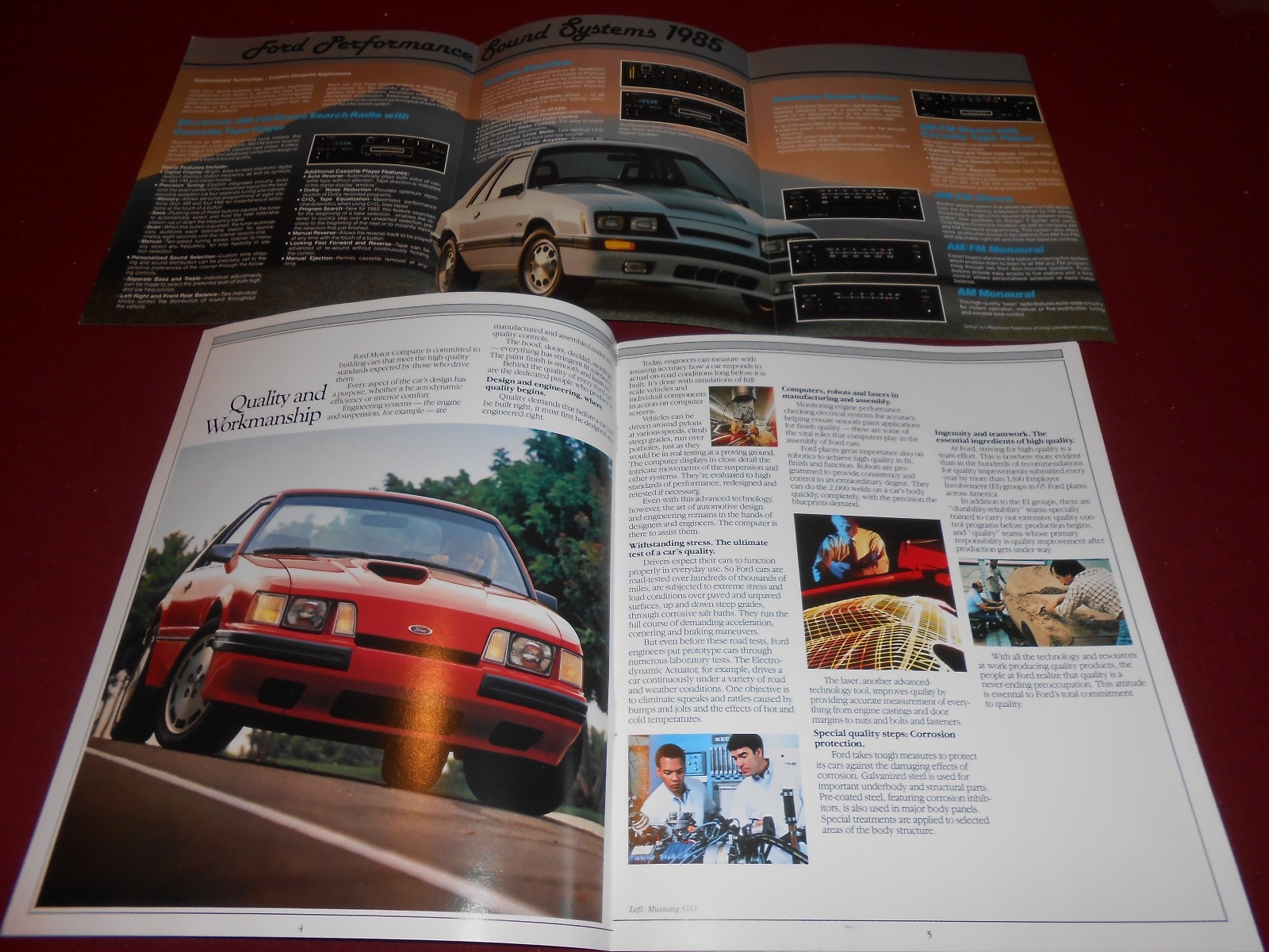 1985 FORD MUSTANG LX GT SVO ORIGINAL 26 p. BROCHURE + '85 SOUND SYSTEMS