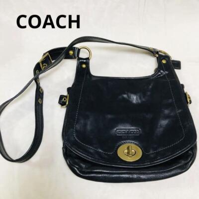 COACH 11132 Leather Shoulder Bag Black Authentic From Japan | eBay