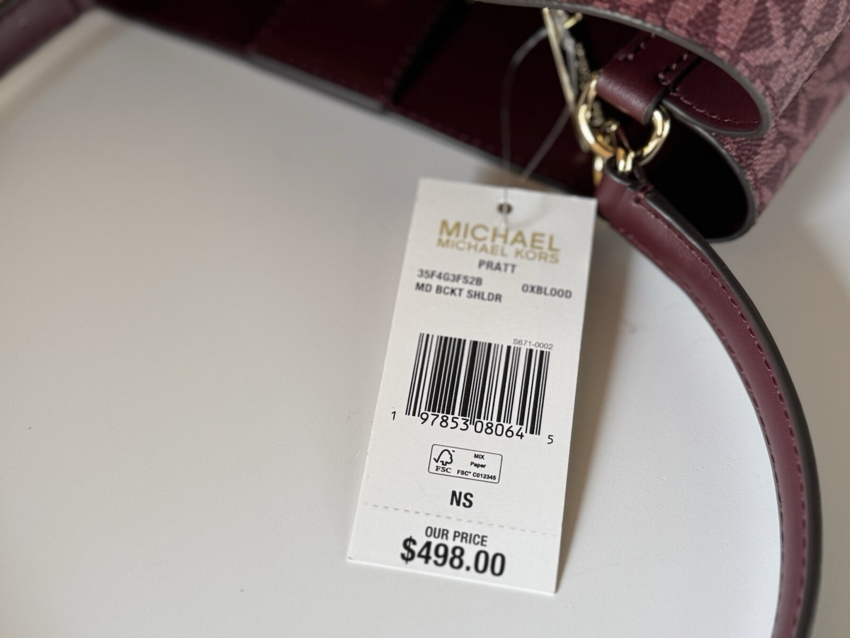 MICHAEL KORS PRATT MD BUCKET SHOULDER TOTE BAG CENTER STRIPE MK