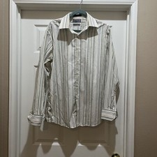 Claiborne Large Men  s Wrinkle Free Modern Fit Striped Button Up Shirt