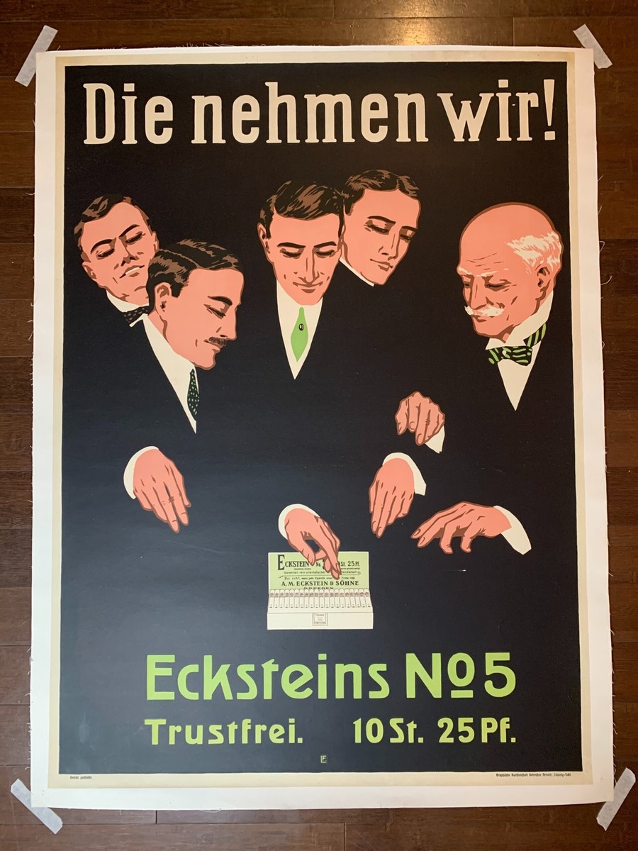 eckstein cigarettes Ecksteins No. 5 Cigarettes (1920's) 34.75x48 German Advertising Poster LB