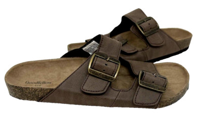 Goodfellow Women's Double Buckle Comfort Slip On Slide Sandals Brown Size:7 102P
