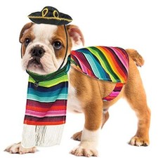 Mexican Serape Dog Costume - Cinco de Mayo Poncho and Sombrero Costumes for P...
