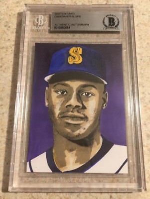 Ken Griffey Jr Original Art Sketch Card Seattle Mariners Beckett BAS True 1/1
