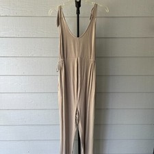 Isabel Ingrid Maternity Sleeveless Jumpsuit Taupe Gathered Leg Size S