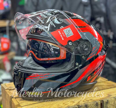 LS2 FF808 STREAM II FURY BLACK RED MOTORCYCLE MOTORCYCLE HELMET  ECE22:06 UK