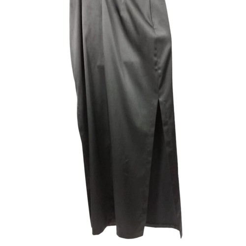 New RAMPAGE Sz 9 M Formal One Shoulder Maxi Dress Beaded Satin w Slit Black - Picture 7 of 12