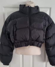 Women's Puffer Jacket Black Crop Winter Shein Jacket Size Xs