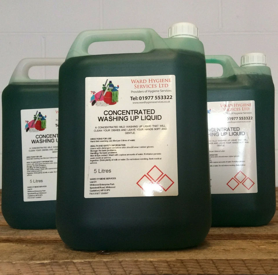 WARD HYGIENE SERVICES LTD. 2 x 5L Washing Up Liquid 20% Concentrated Bulk Fill Wholesale Joblot Job Lot