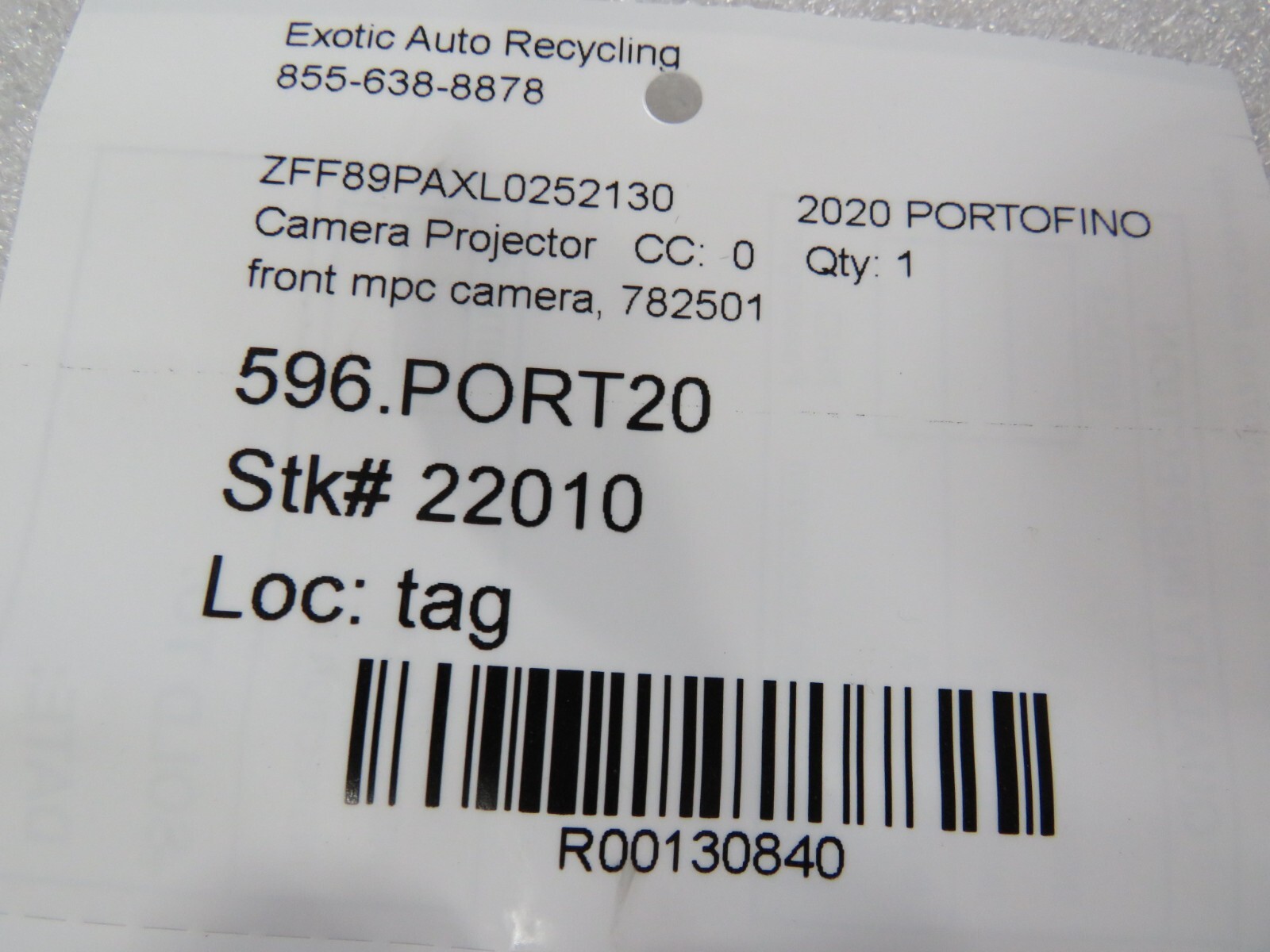 Ferrari Portofino, Front MPC Camera, Used, P/N 782501