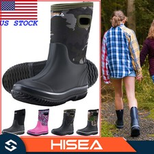 HISEA Kid Rain Boots w/ Handles Waterproof Rubber Boots Toddler Outdoor Mud Boot