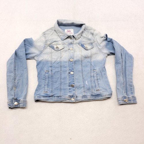 Justice Long Sleeve Button Up Casual Denim Jacket Girls Size 14/16 Blue - Picture 2 of 8