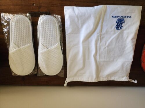 2 PAIRS New MIB Ritz-Carlton Hotel Spa Slippers Slip-On Unisex One Size - White
