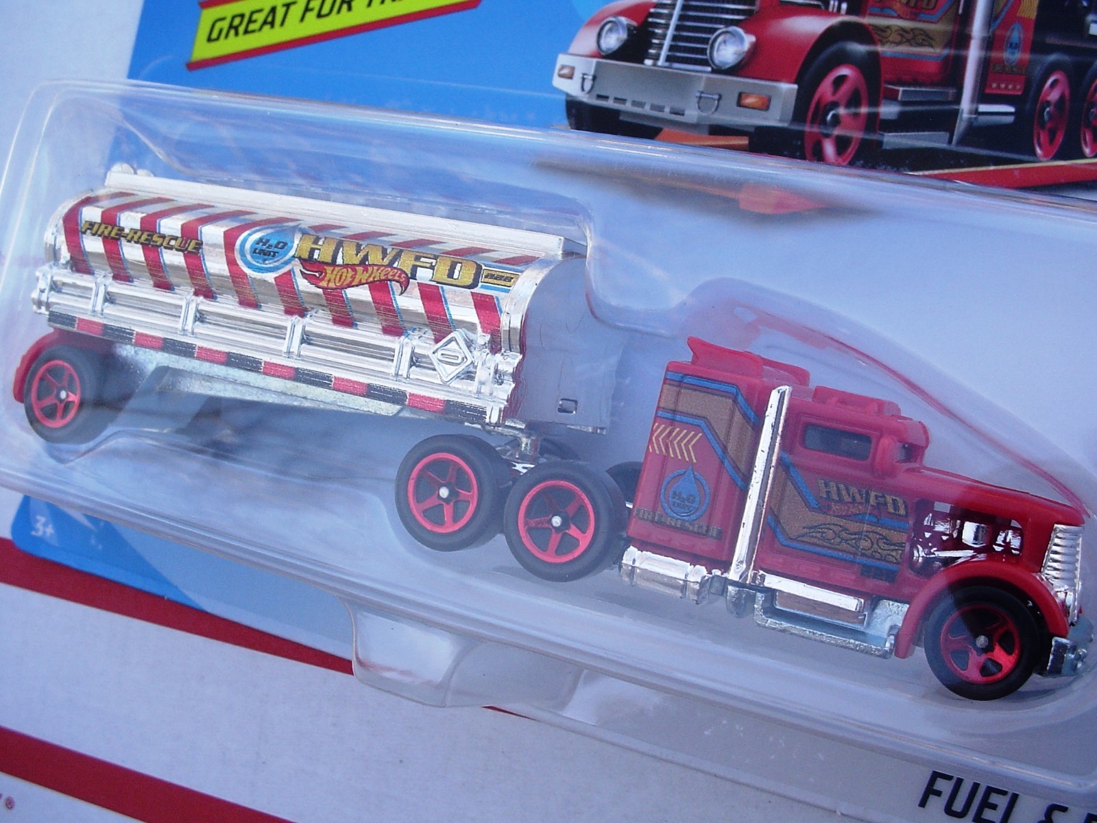 2018 Hot Wheels Fuel & Fire Truck H2O Water Tanker Hauler HWFD. BFM76 1