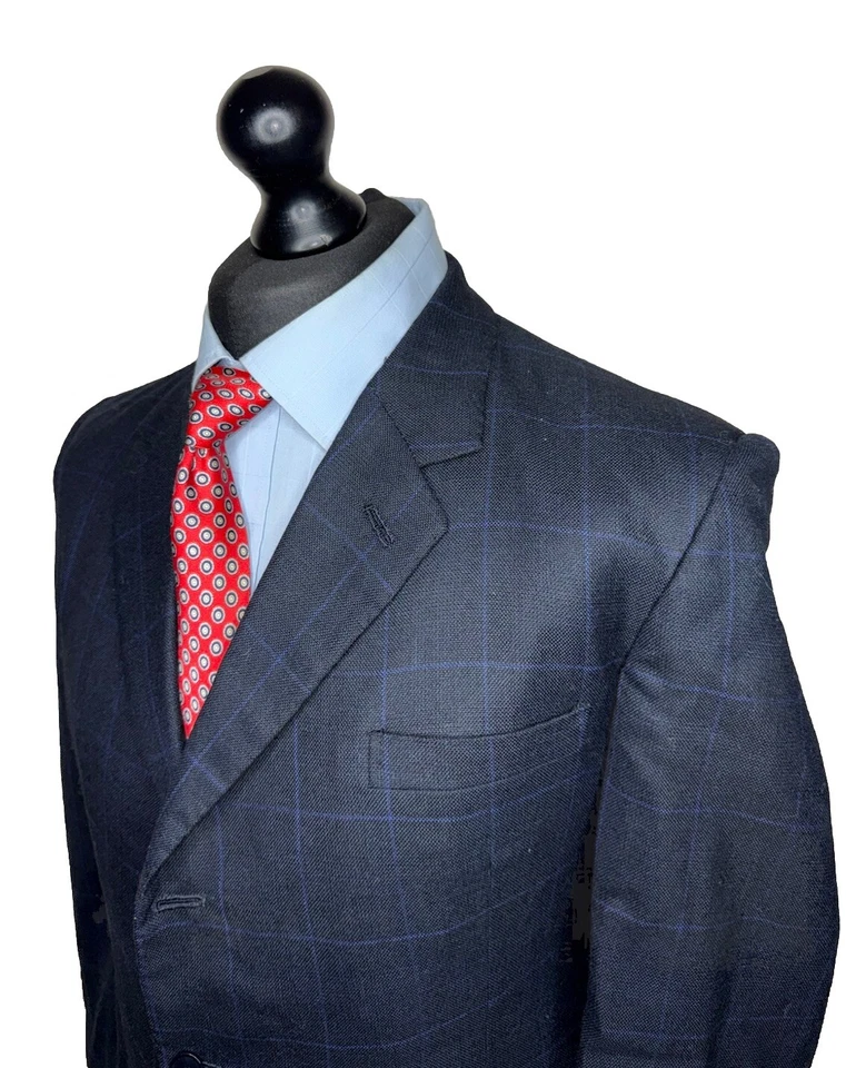 Traje de lujo GEORGE SASTRES LONDRES HECHO A MANO LIENZO COMPLETO AZUL MARINO 42x36x26 Foto 4 de 4