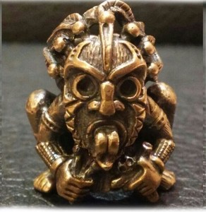 SHAMAN VOODOO BEAD COLLECTIBLE PARACORD LEATHER LANYARD BEADS HAND-CAST Bronze