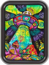 Stash Tins - Alien Space Ship by Dean Russo Storage Container 4.3" x 3.5" x 1" H