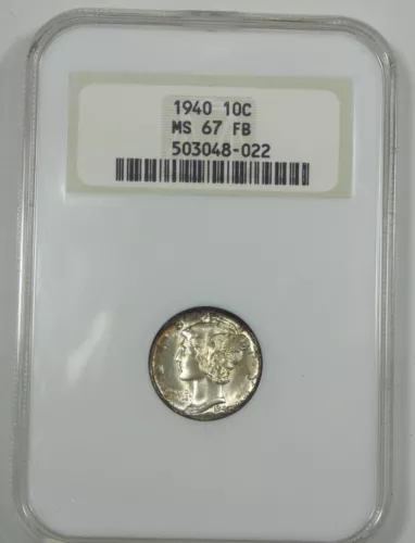 1940 Mercury Silver Dime NGC MS 67 Full Bands ~ Old "Fattie" Holder