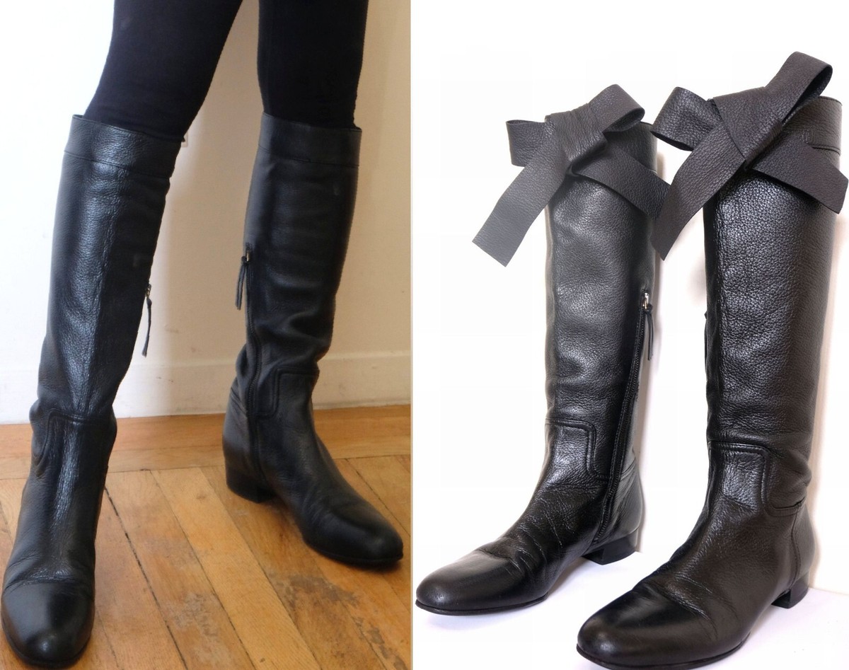 MIUMIU genuine real leather boots knee high middle length MIUMIU genuine real leather boots knee high middle length