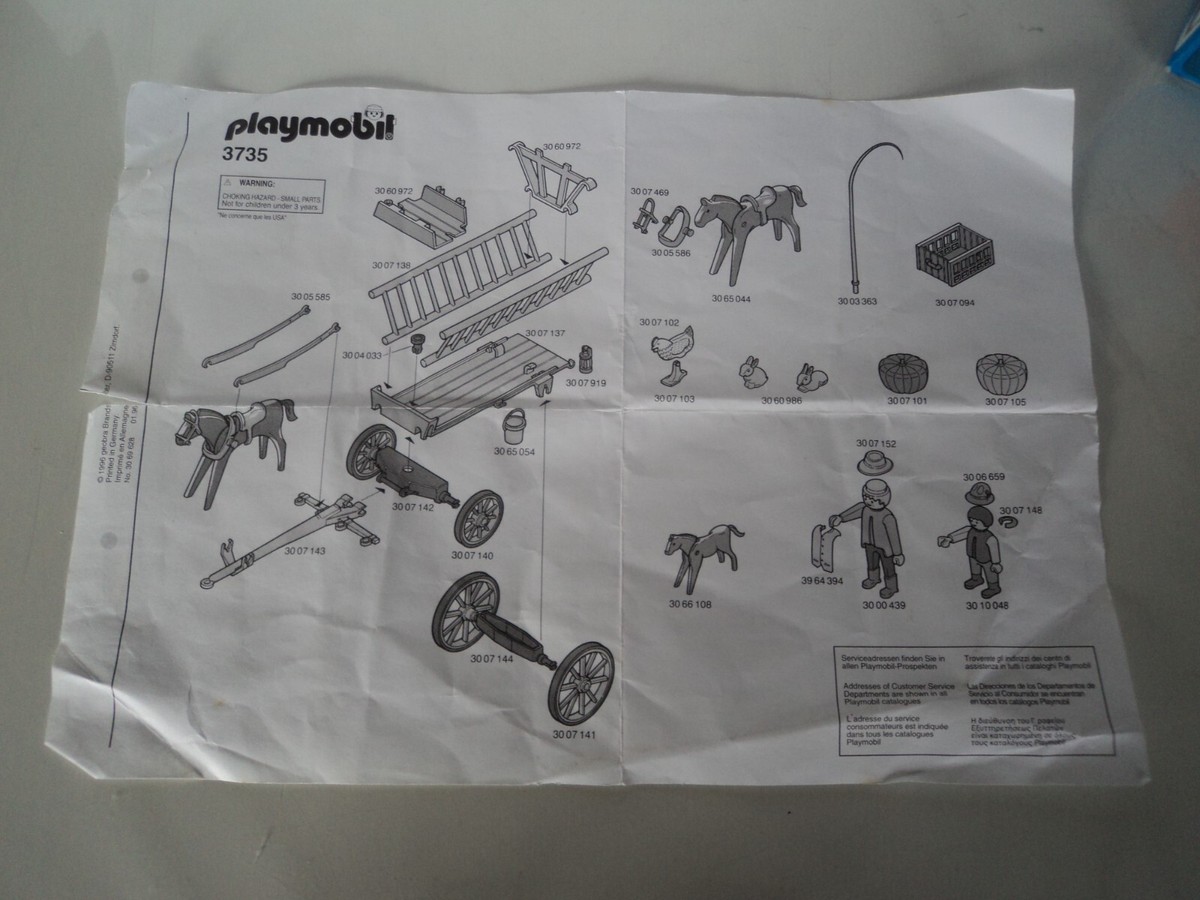 PLAYMOBIL VINTAGE 3735 enfant poules caisse fermier charrette 1992 By Pl@ymod@n EUR 4,99