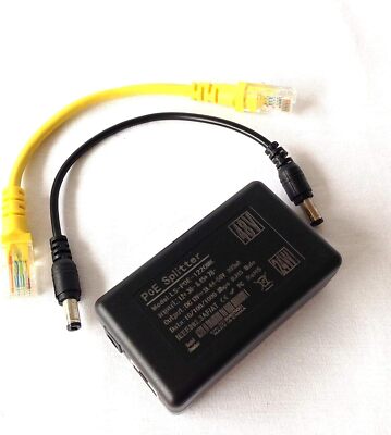 Gigabit 802.3at 24Watt Active PoE Splitter 48V to 12V 2A Power Over Ethernet