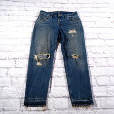 Maurices Distressed Medium Wash Tapered Womens Blue Jeans Sz 2