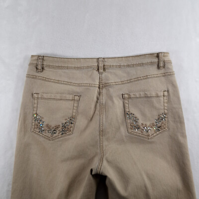 David Emmanuel Jeans Damen UK 14 Beige Bejeweled Gesäßtaschen