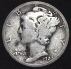 1920-P 10C Mercury Dime 90% Silver 25lou1229-3