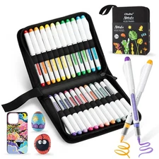 Ohuhu Acrylic Paint Markers Direct Liquid 24 Colors Flexible Brush Tip Acrylic
