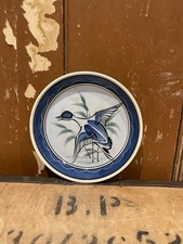 Vintage Decorative Plate Holkham Pottery Hand Painted Blue Bird Norfolk England