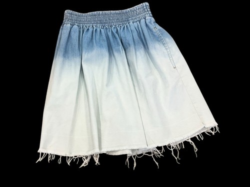 STELLA MCCARTNEY KIDS DENIM SKIRT DEGRADE BLUE OMBRE RAW HEM PULL ON GIRL'S 12 - Picture 6 of 11