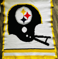 Casco de ganchillo Pittsburgh Steelers manta de bebé afgano aprox 32X45