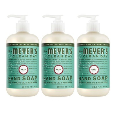 CLEAN DAY Hand Soap, Basil Scent, 12.5 Fl Oz Bottle - 3 Pack