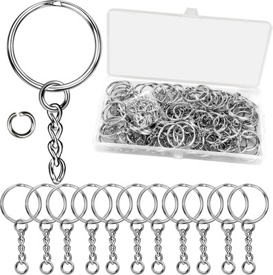 80 Stück Schlüsselanhänger Ringe und 80 Stück offene Biegeringe Metallspalten Schlüsselring Creolen (25 m