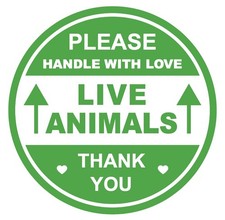 2 inch 300 PCS Green Live Animals Handle with Love Labels Stickers Shipping M...