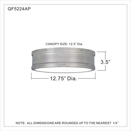 Quoizel QF5224 Ahoy 13"W LED Flush Mount Drum Ceiling Fixture - Black - Picture 9 of 12