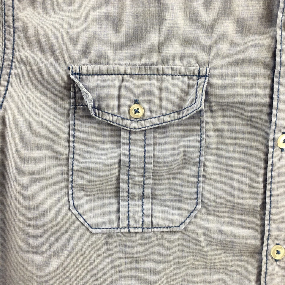 Camisa Michael Brandon Para Hombre Grande Azul Manga Larga Abotonada Mezcla de Algodón Informal Foto 4 de 4